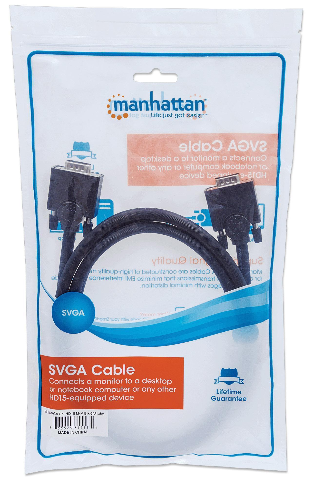 Cavo monitor SVGA standard M/M 4,5 mt NERO - immagine 2